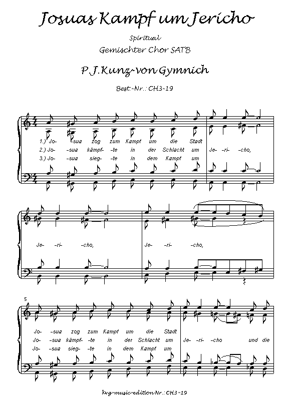 Peter Josef Kunz-von Gymnich :  Joshuas Kampf um Jericho SATB